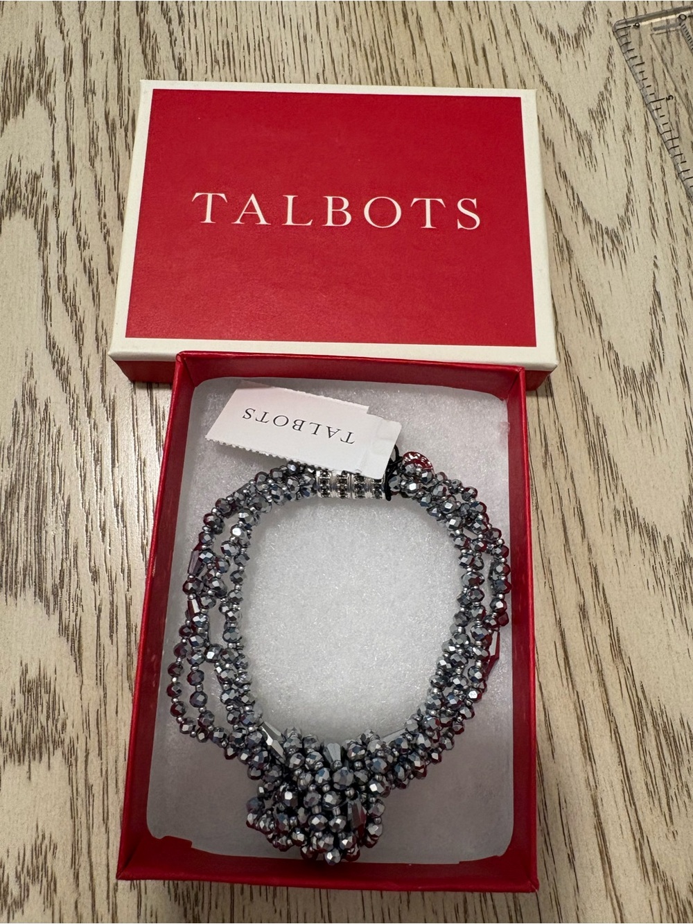Talbots Silver and Gunmetal Multi-Strand Beaded Bracelet
